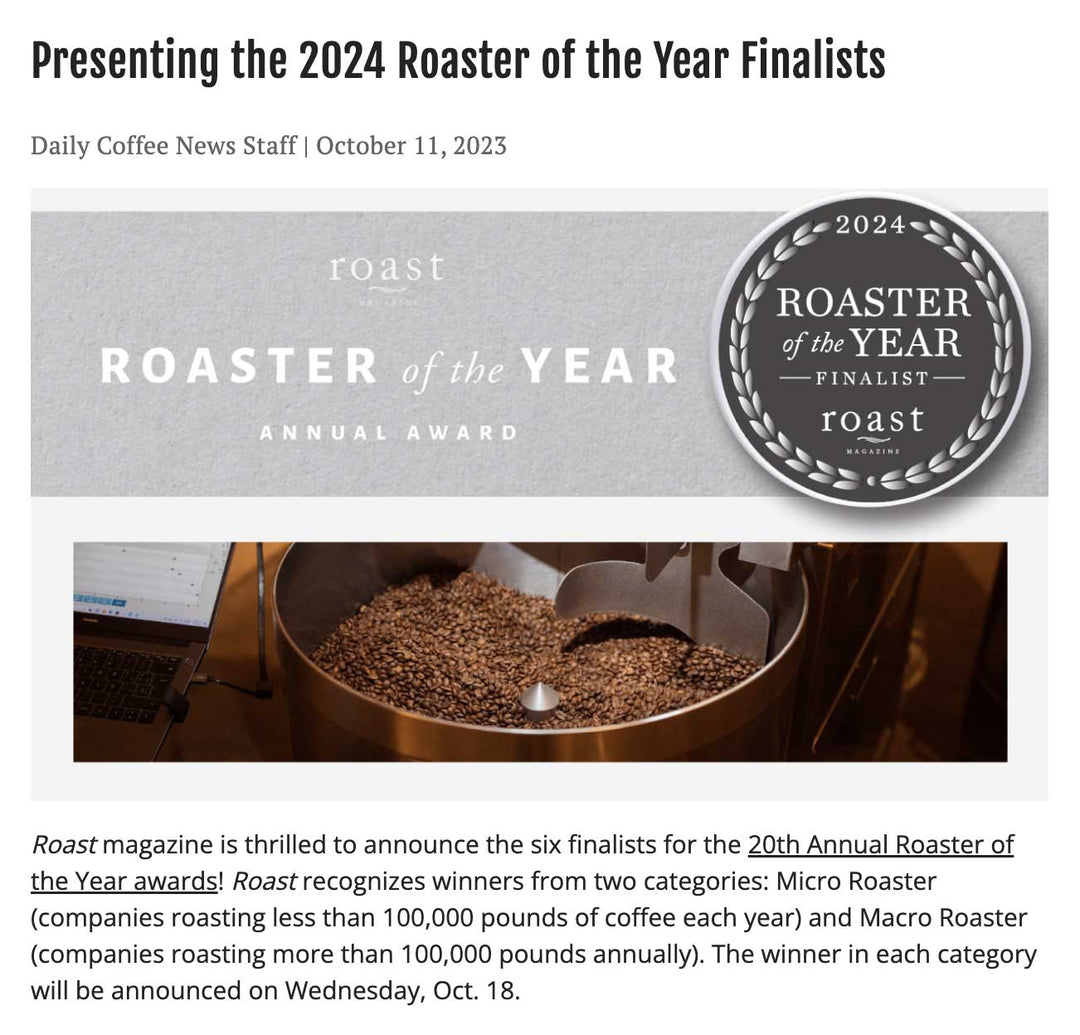Nossa Familia Coffee named Roaster of the Year Finalist