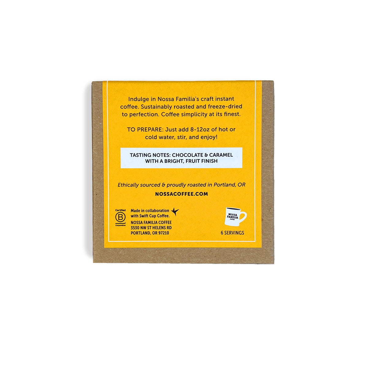 Instant Coffee 6 Pack – Medium Roast – Nossa Familia Coffee