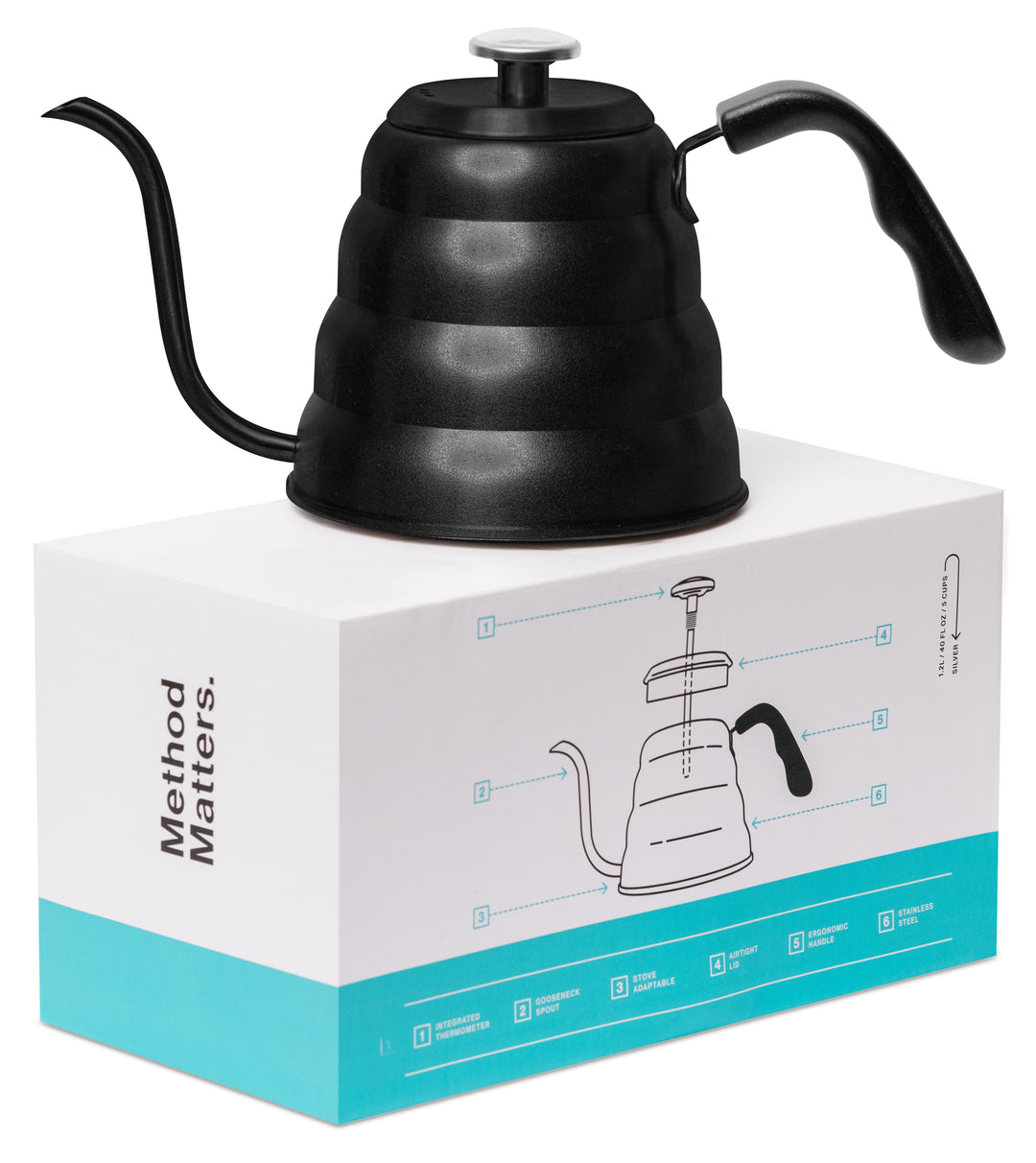 Pour Over Gooseneck Coffee Kettle with Thermometer by Barista