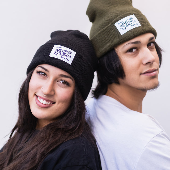 Nossa Familia Knit Beanies in Black and Olive