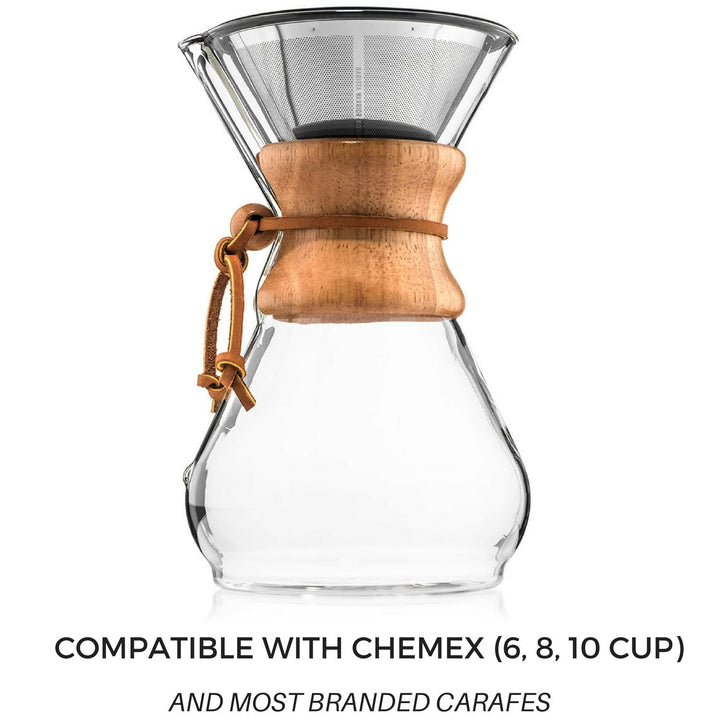 Reusable Pour Over Coffee Filter for Chemex and Hario V60 (Silver) by Barista Warrior