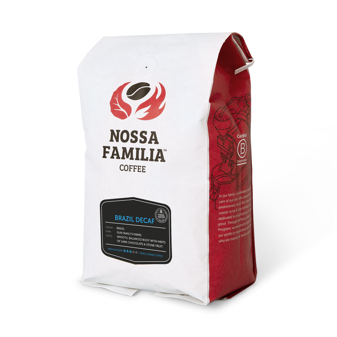 Nossa Familia Coffee Brazil Decaf is Swiss Water Processed. 2 lb bag size.