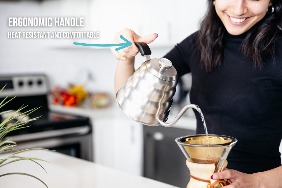 Pour Over Gooseneck Coffee Kettle with Thermometer by Barista Warrior –  Nossa Familia Coffee